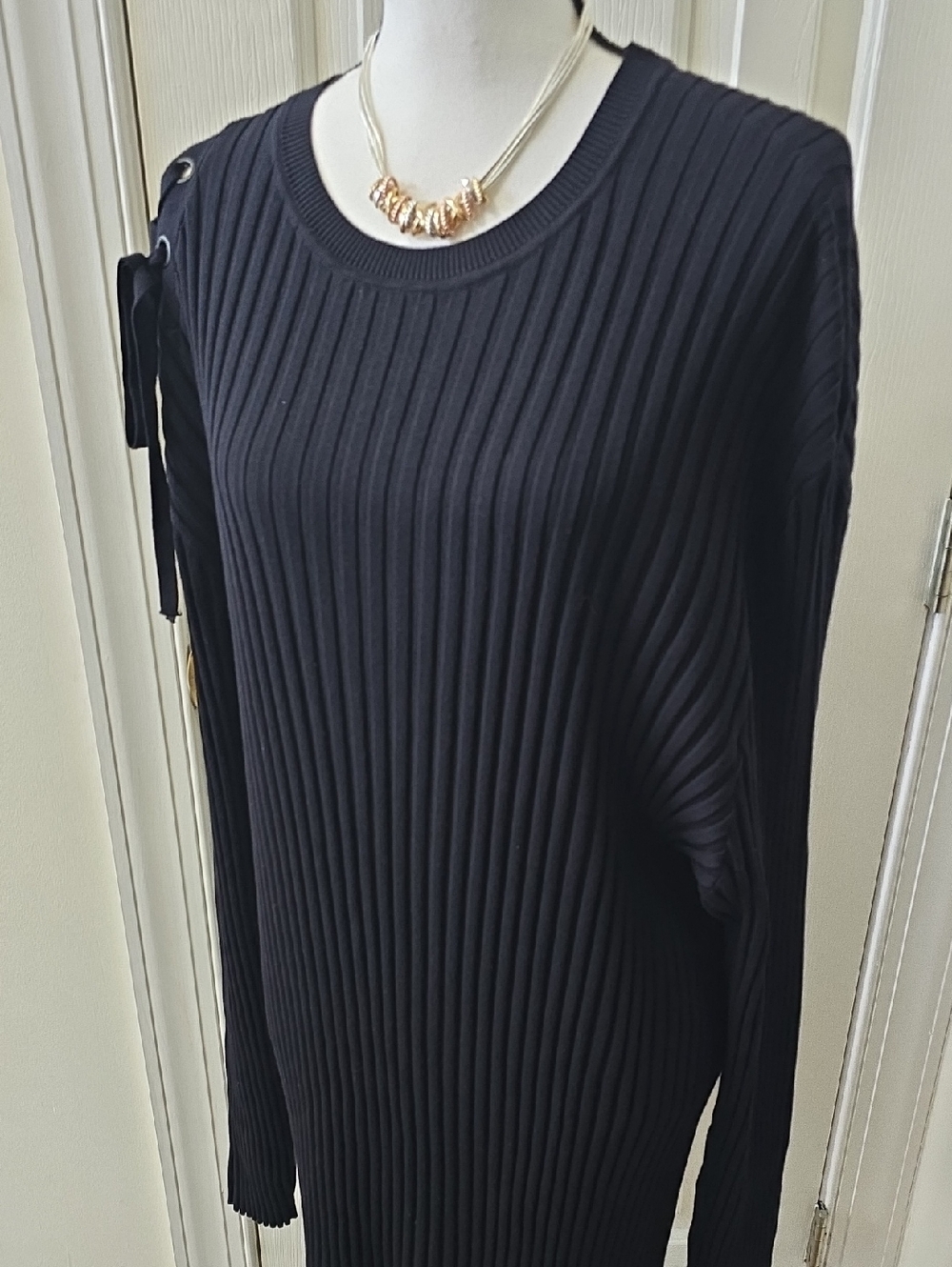 Ashley Graham Brand Women's Black Ribbed Knit Sweater Dress Size 5X
